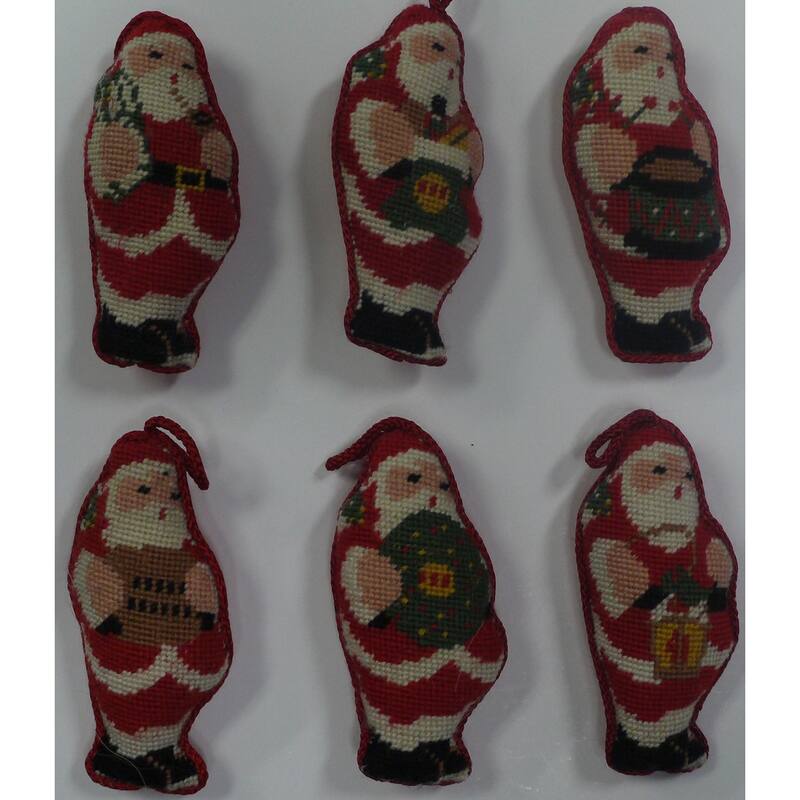 Santa Assortment Petite Point Hanging Ornament