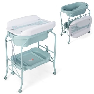 Babyjoy Baby Changing Table with Bathtub, Folding & Portable Diaper - See Details