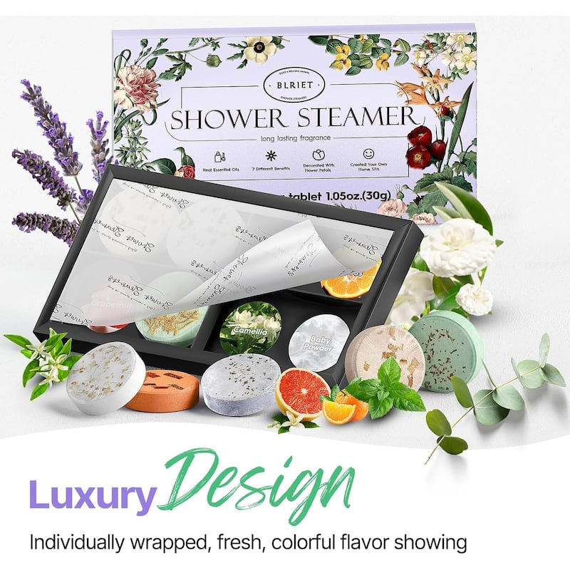 Natural Home Spa Self Care Relaxation Shower Bombs Beauty Gifts 8 Pack
