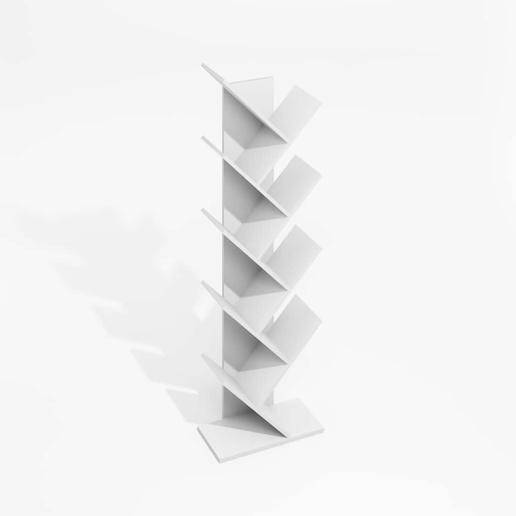 50.9 in. Tall White Wood 9-Shelf Bookcase