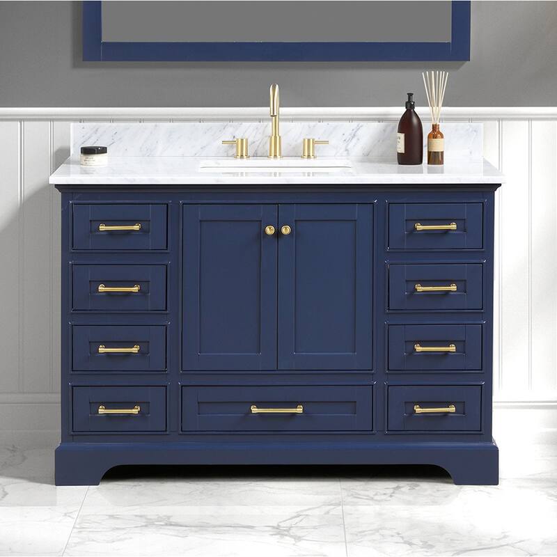 Blossom Copenhagen 48" Bathroom Vanity with Marble Top & Ceramic Sink - NavyBlue