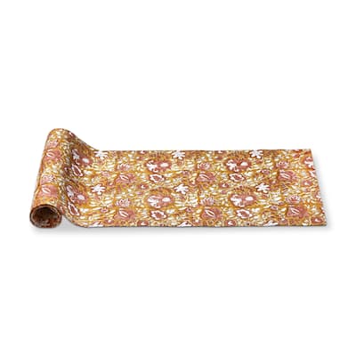 Mia Block Print Runner Cotton Machine Washable Table Runner Décor Decoration, 72" x 14.5"-in.