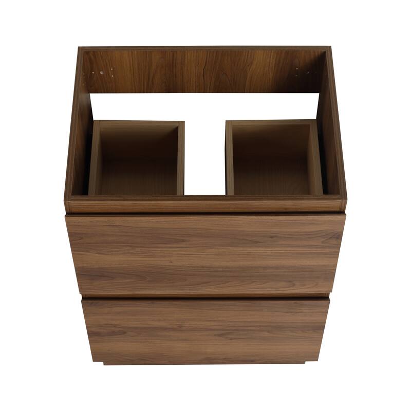 Modern 24" Bathroom Vanity with Double Drawers, Freestanding Cabinet in Oak, Easy Assembly