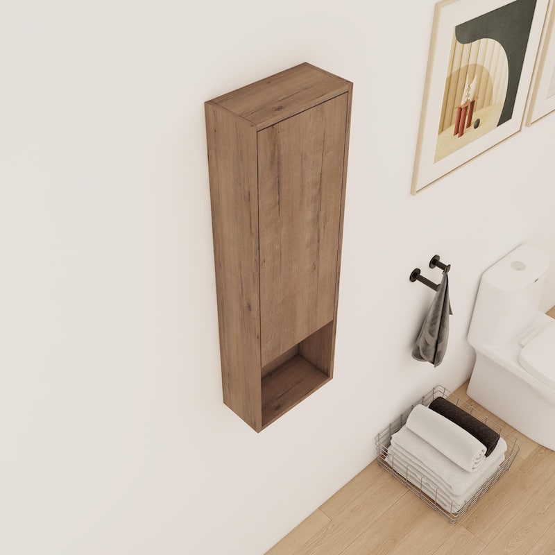 Bathroom Side Cabinet In 12/24 Inch, Floating Side Cabinet With Soft Close Door and Shelf