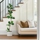 preview thumbnail 6 of 16, Artificial Fiddle Leaf Fig Tree - 5/6/7FT Fake Plant with Black Planter for Indoor Outdoor