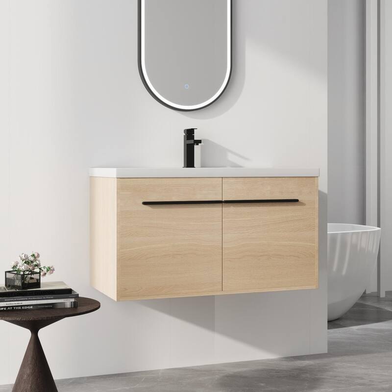 ARTCHIRLY 16/20/24/30/36 Inch Bathroom Vanity With Sink, Floating Bathroom Vanity With Soft Close Door