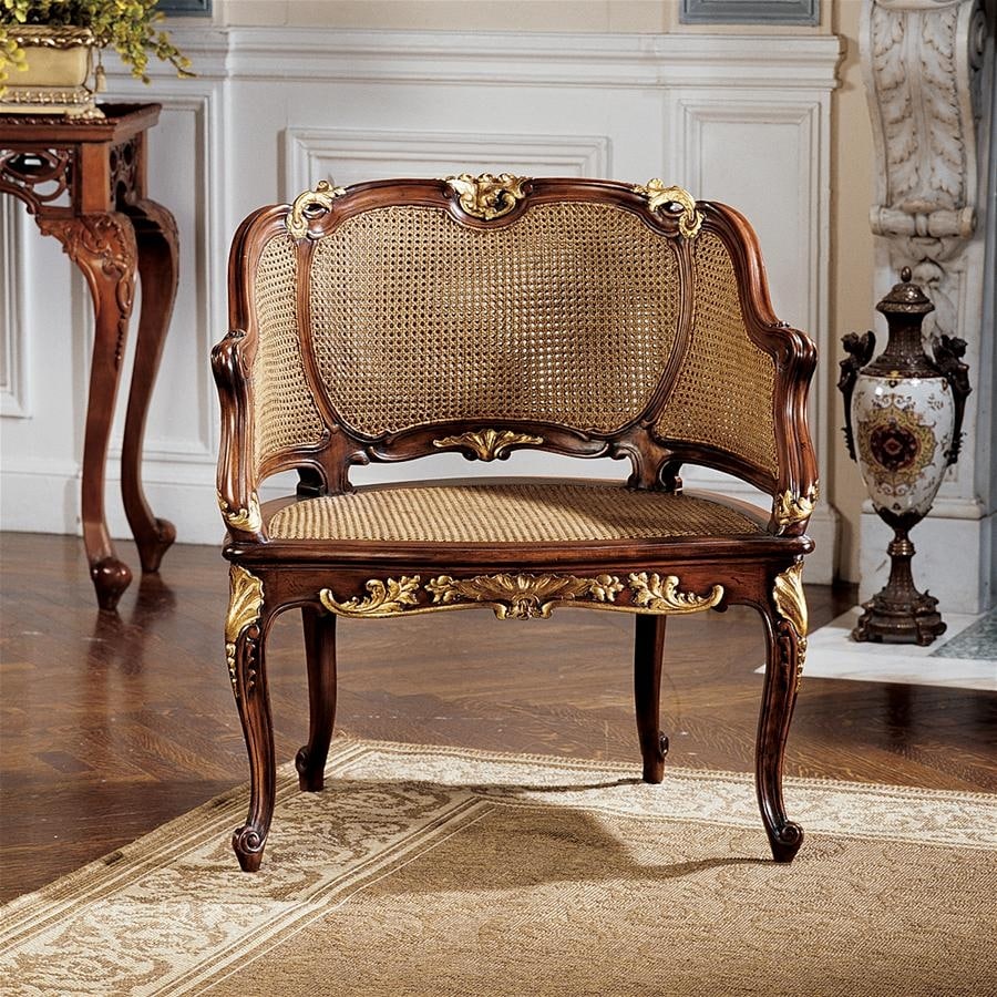 French classic Louis XV tub chair handmade of mahogany wood