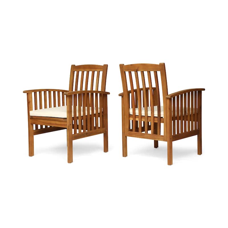 Acacia Wood Dining Chair with Cushions Set of 2