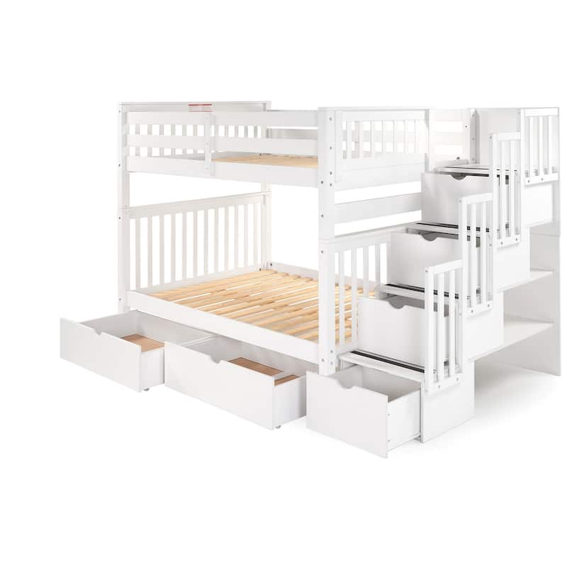 Taylor & Olive Trillium Full over Full Stairway Bunk Bed, 2 Drawers