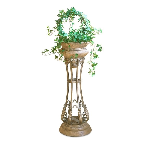 Offex Traditional Round Metal Jardiniere in Heritage Finish - Multicolor