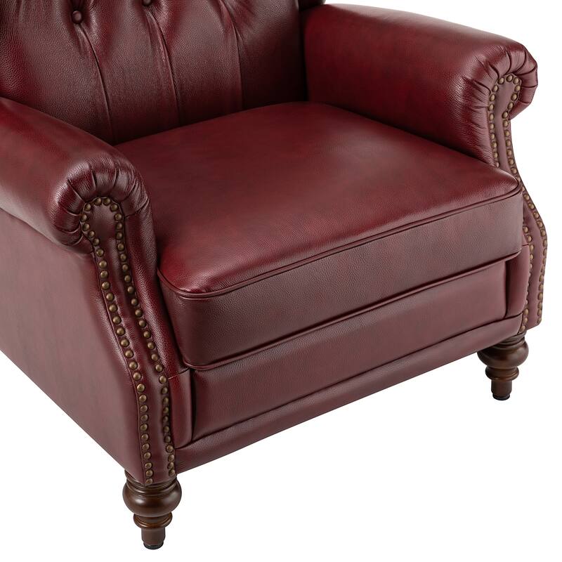 Alex Classic Wingback Leather Armchair with Nailhead Trim Set of 2 by HULALA HOME