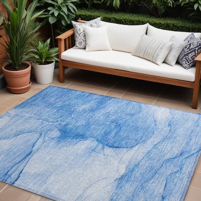 Dava Modern Art-Inspired Weather Resistant Timeless Fusion Outdoor Rug