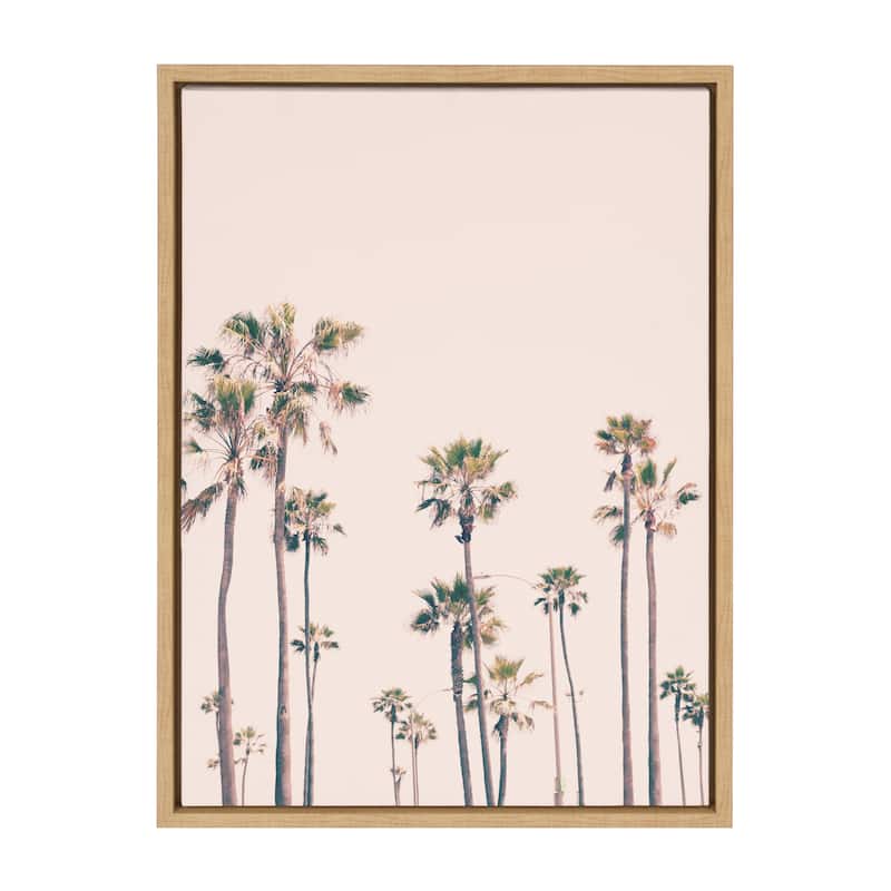 Kate and Laurel Sylvie Pink Palm Tree Paradise Framed Canvas by Caroline Mint - 18x24 - Plastic - Natural