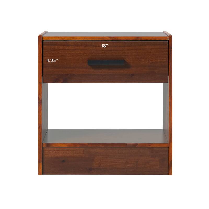 Walker Edison Modern Easy Assembly 1-Drawer Solid Wood Nightstand
