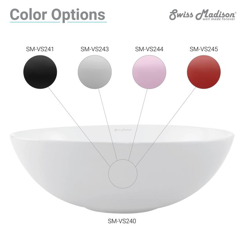 Swiss Madison SM-VS24 Classe 15-5/16" Round Ceramic Vessel Bathroom