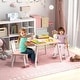 preview thumbnail 8 of 13, Kids Table and Chair Set, 3 Pcs Wooden Play Table and 2 Cute Rabbit Chairs, Solid Wood Legs, Space-Saving