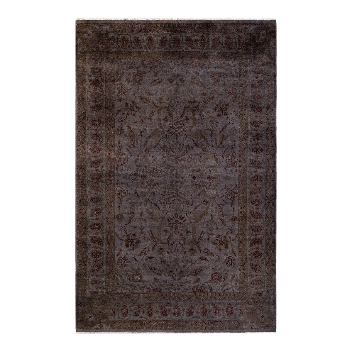 Overton Hand Knotted Wool Vintage Inspired Modern Contemporary Overdyed Gray Area Rug - 5' 10" x 9' 3"