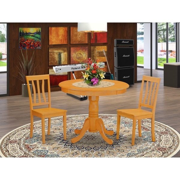 East West Furniture 3 Piece Kitchen Table Set A Round Dining Room