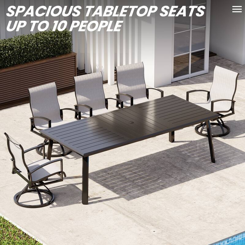 Outdoor Aluminum Dining Table with Umbrella Hole