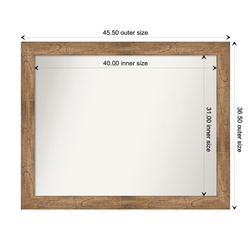 Owl Brown Framed Non-Beveled Custom Wall Mirror, Bathroom Vanity Mirror - Outer Size: 45.5 x 36.5