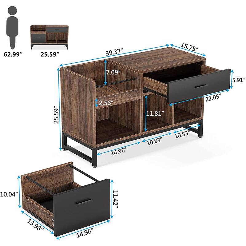 Lateral File Cabine with 2 Drawers for Home Office