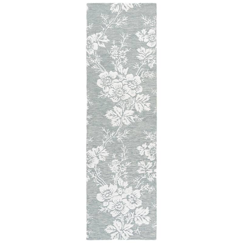 SAFAVIEH Handmade Glamour Riga Modern & Contemporary Viscose Rug - 2'3" x 8' Runner - Blue/Ivory