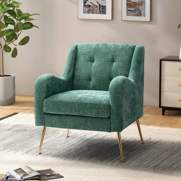 slide 2 of 55, Hyperboreüs Upholstery Accent Armchair with Tufted Back by HULALA HOME GREEN