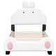 preview thumbnail 5 of 5, Twin Size Upholstered Platform Bed with Cartoon Animal Ears Headboard and Paw Footboard, White and Pink, Sturdy Construction