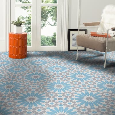 Agdal Handmade Cement Tile, 8x8, Blue-Grey
