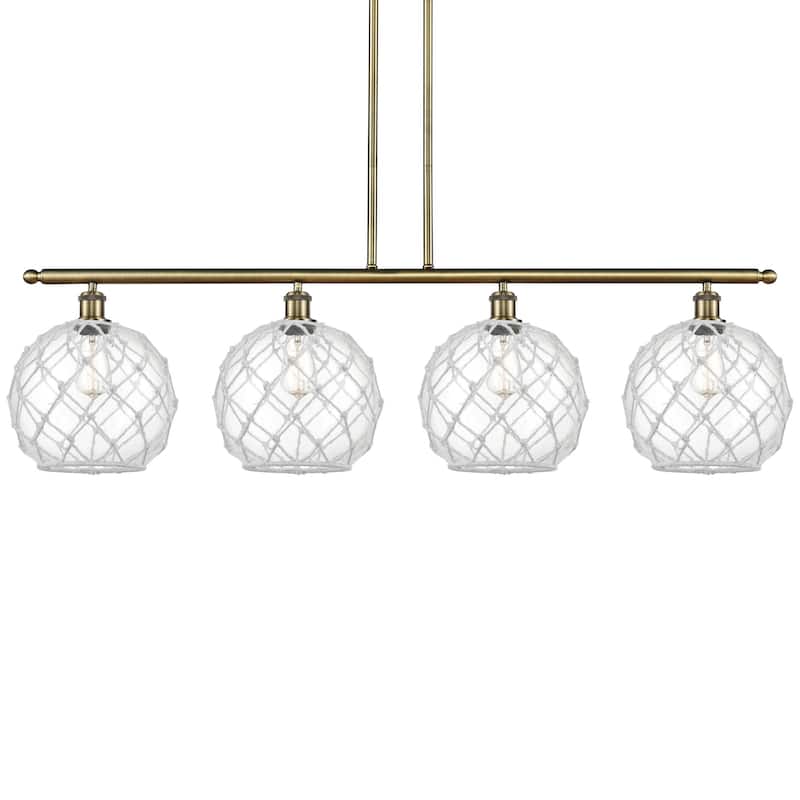 Innovations Lighting 516-4I-13-49 Farmhouse Rope Linear Farmhouse Rope - Antique Brass / Clear Glass with White Rope