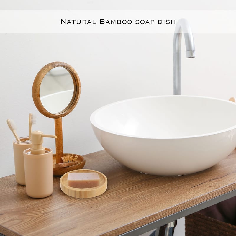 5-Piece Bathroom Accessory Set Bamboo Natural Decor