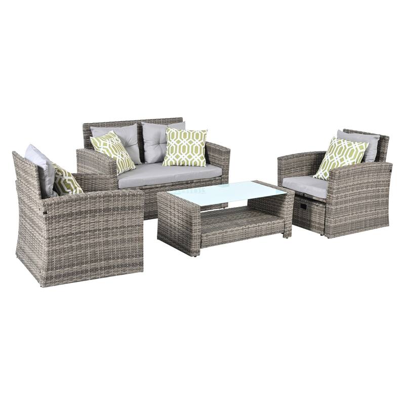 Outdoor Wicker Weaving Conversation Combo Set of 6