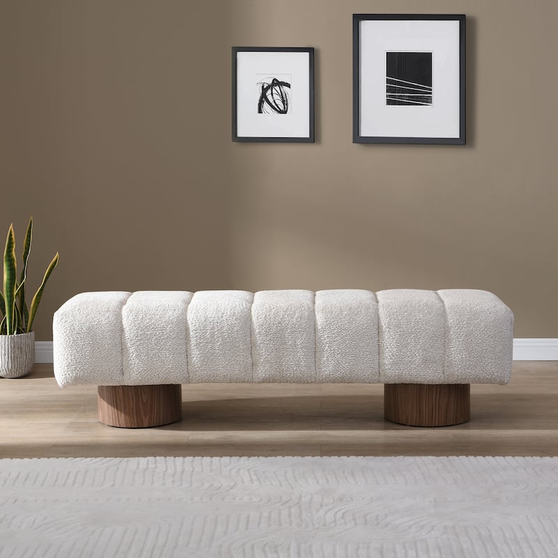 Upholstered Dining Bench,No-Assembly End Of Bed Entryway Bench Ottoman,Stool Top Wood Leg 300 Lbs Weight Capacity