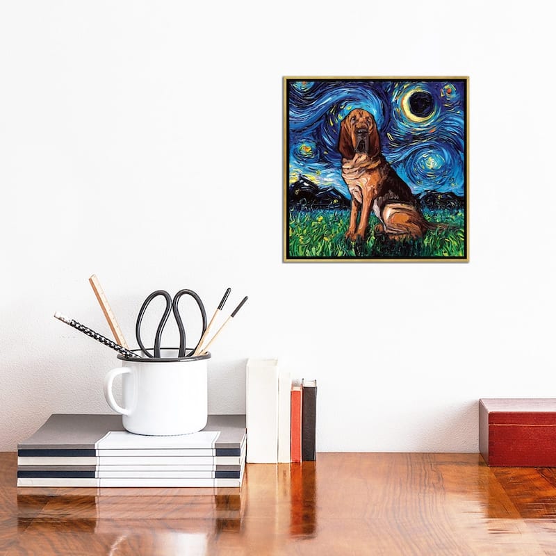 iCanvas "Bloodhound Night" by Aja Trier Framed Canvas Print