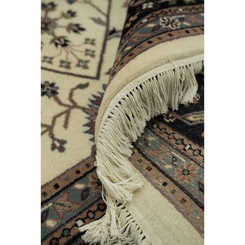 Hand Knotted Oriental 100% Wool Carpet Traditional Beige & Ivories Kashan Area Rug - 10' 1'' X 7' 9''