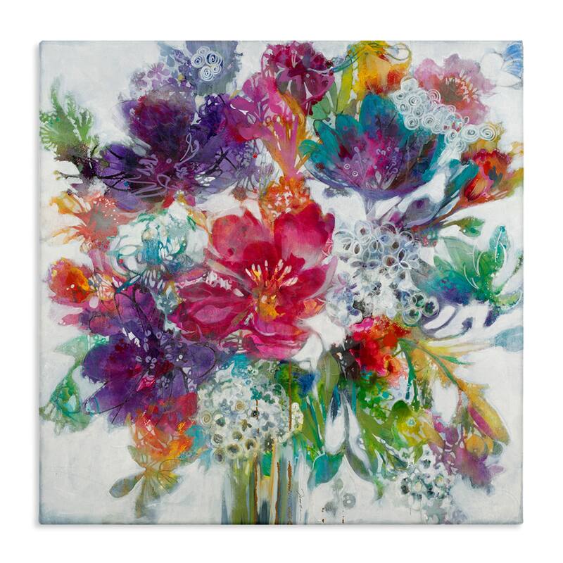 Stupell Whimsical Floral Pop Bouquet Spring Flower Inspired Canvas Wall Art - Multi-Color - 17 x 17