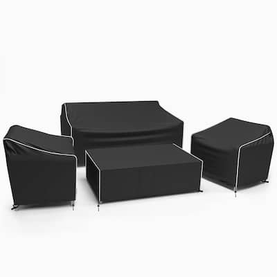 Four-piece Furniture Cover Black 420D Painted PU With White Piping
