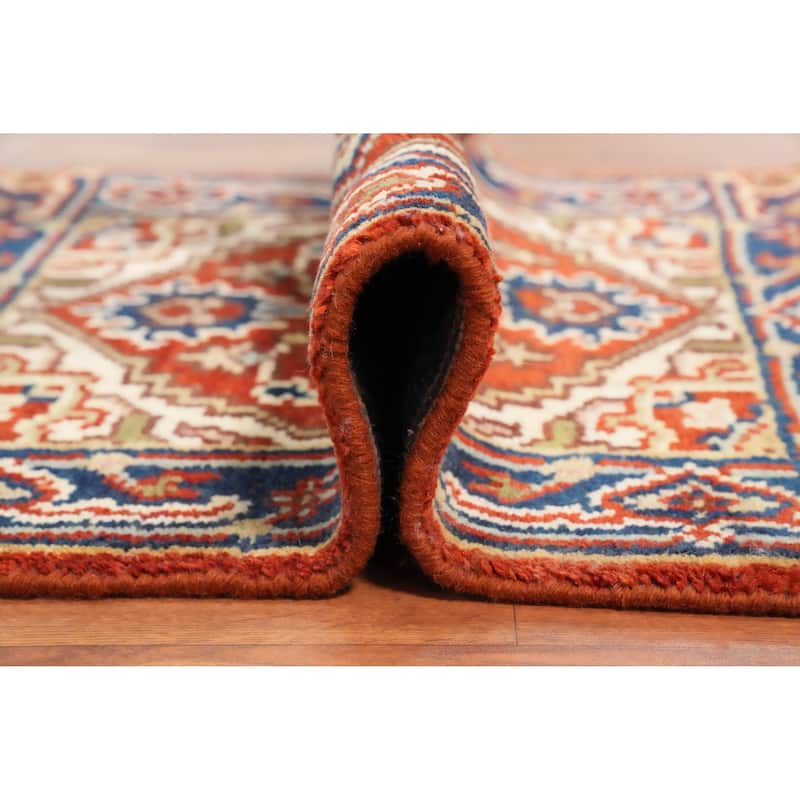 Hand Knotted Oriental 100% Wool Carpet Traditional Medallion Oranges & Rust Heriz (serapi) Area Rug - 3' 0'' X 2' 0''