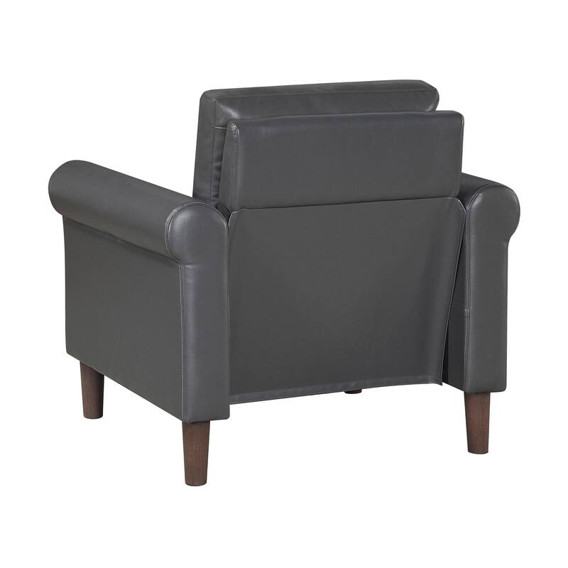 Frances 35" Faux Leather Living Room Chair - Brown Finish Exposed Feet