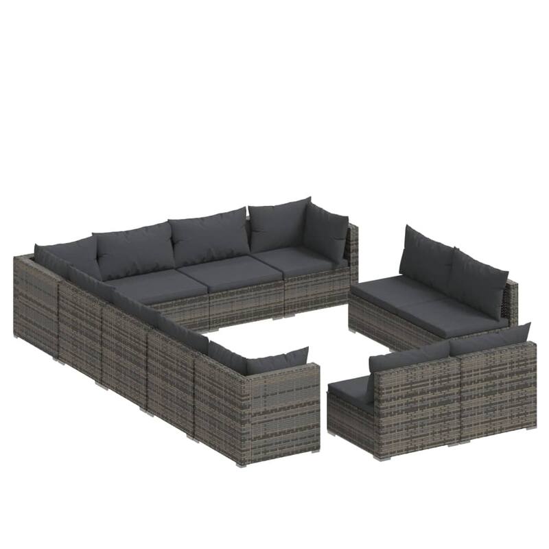 vidaXL Patio Lounge Set Outdoor Sectional Sofa Set Table Garden Poly Rattan