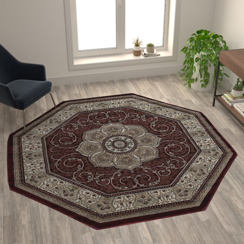 Medallion Motif Traditional Persian Style Olefin Area Rug