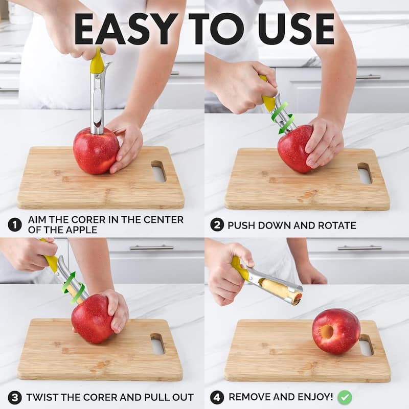 Zulay Kitchen Ultra Sharp Stainless Steel Apple Corer Tool
