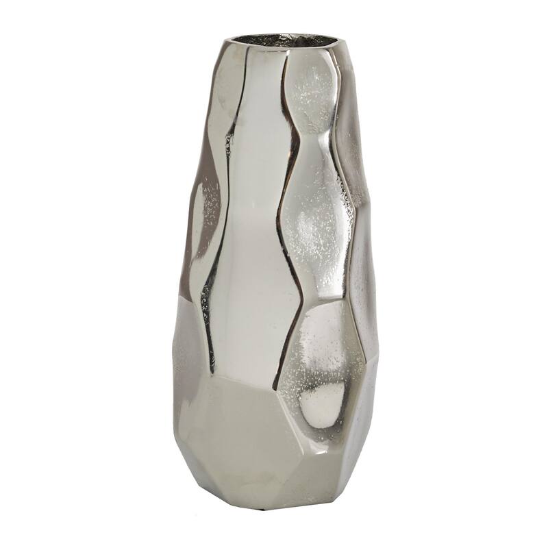 Aluminum Metal Geometric Decorative Vase - Silver - Roche River Decor