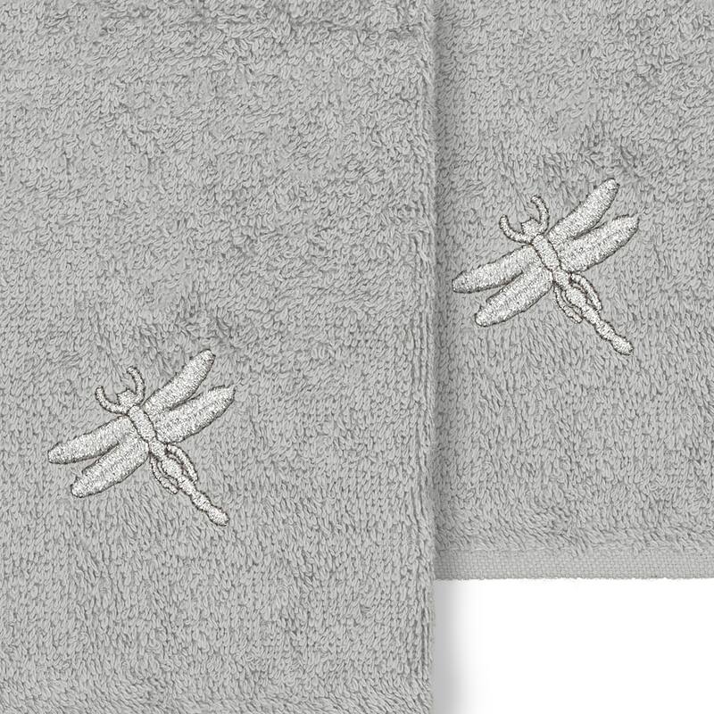 Authentic Hotel and Spa 100% Turkish Cotton Braelyn 2PC Embellished Washcloth Set