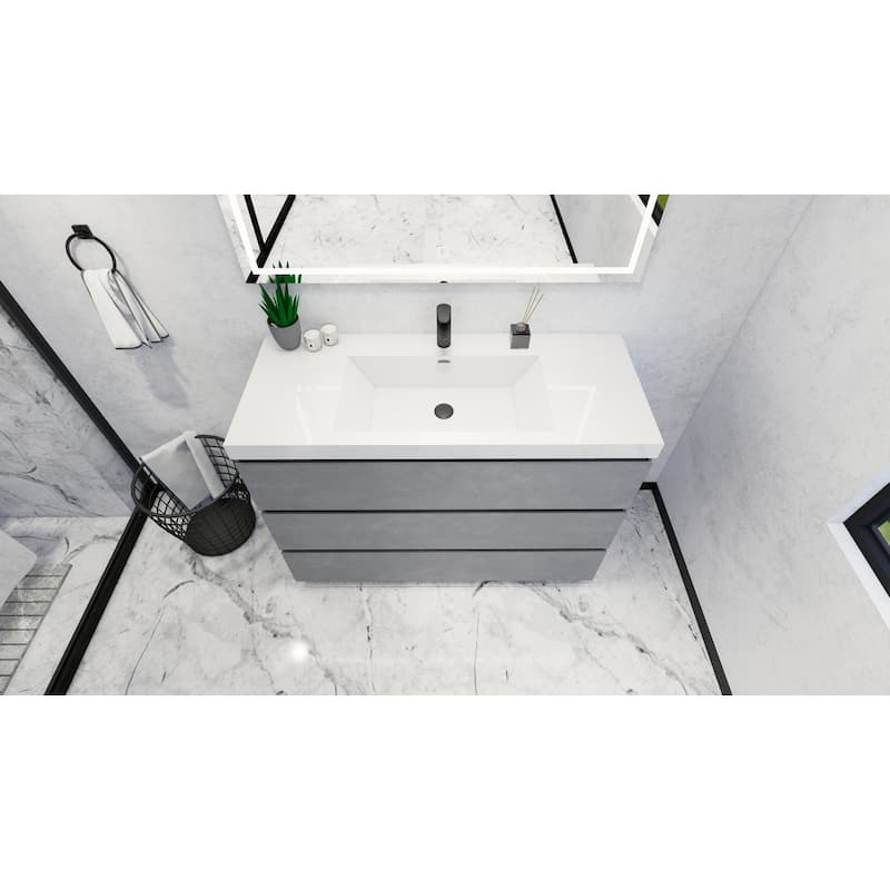Angeles 48" freestanding bath vanity with single basin reinforced acrylic top