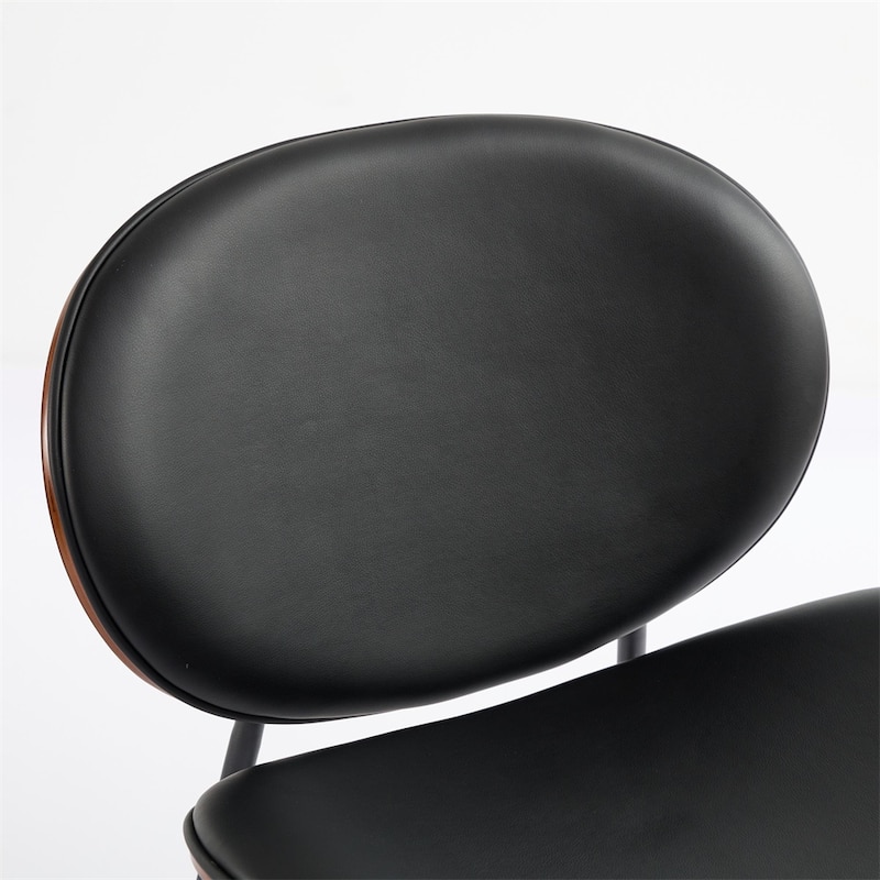 Modern Shell Chair Single Side Chair Tripod Black Leather Lounge Chair