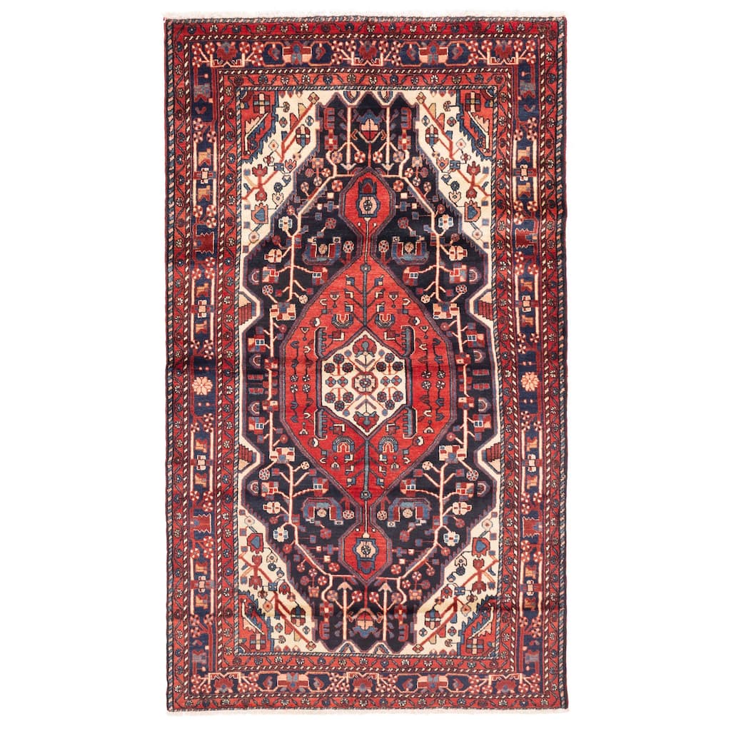 ECARPETGALLERY Hand-knotted Anatolian Vintage Dark Navy Wool Rug - 5'2 x 9'3