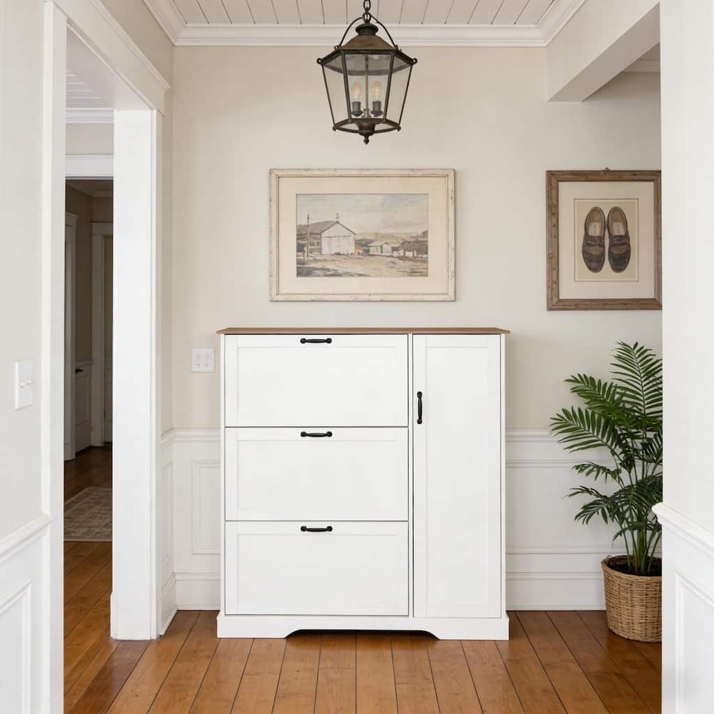 28 Pair Large Shoe Storage Cabinet with Adjustable Shelves - 48.8'' H X 46.9'' W X 10.2'' D