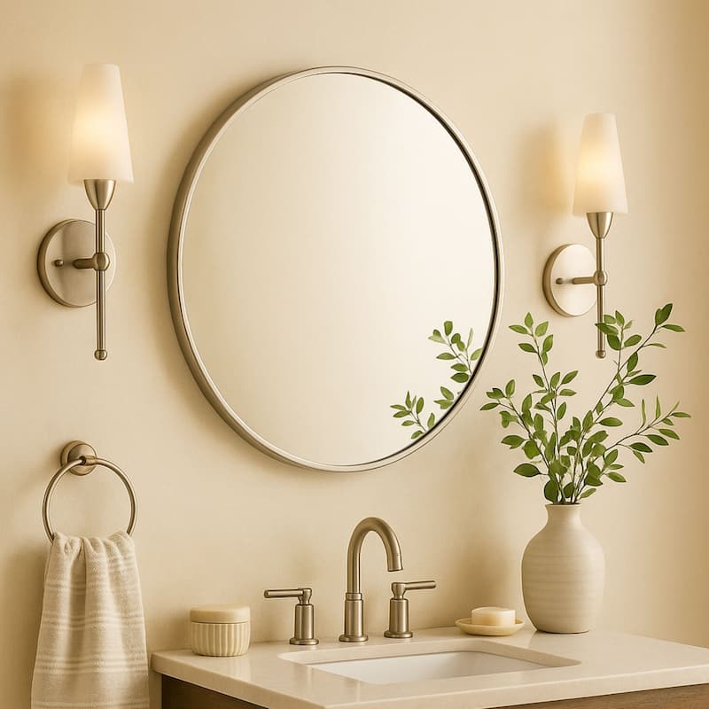TEHOME Korra Round Wall Mirrors 30 and 36 Inch Metal Frame Options for Bathroom Bedroom & Entryway