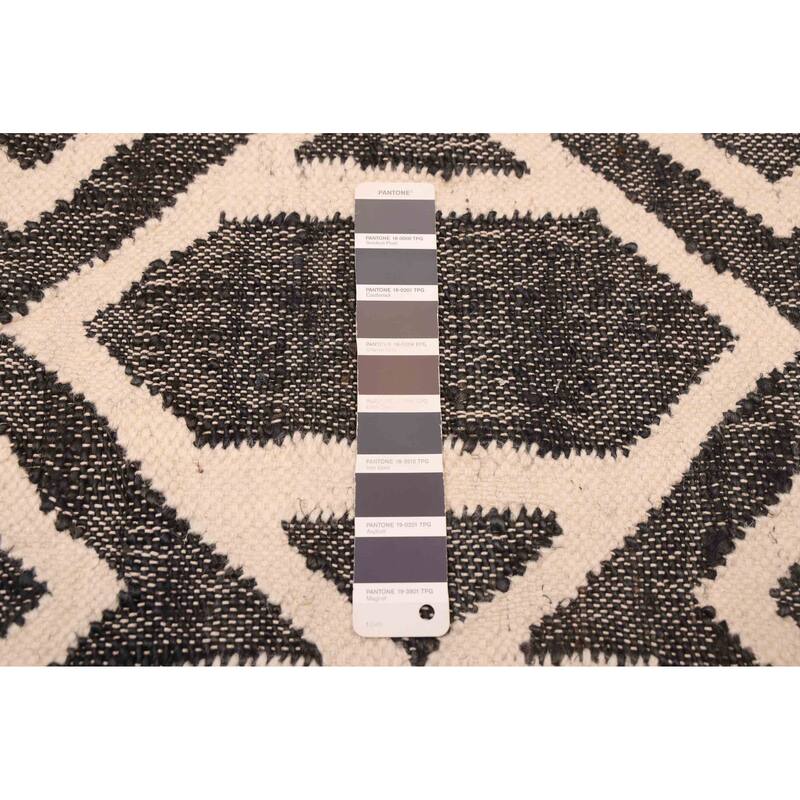 ECARPETGALLERY Flat-Weave Palas Denizli Black, White Kilim - 5'4 x 7'8